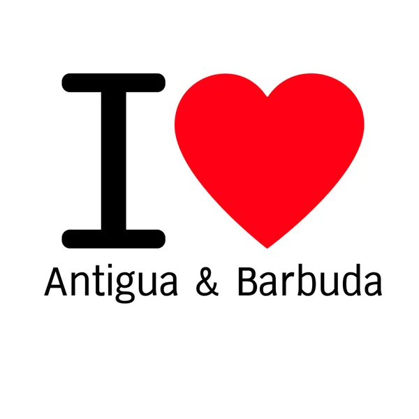 Я люблю Антигуа & Барбуда буквене позначення дизайн рисунку з знак — стоковий вектор