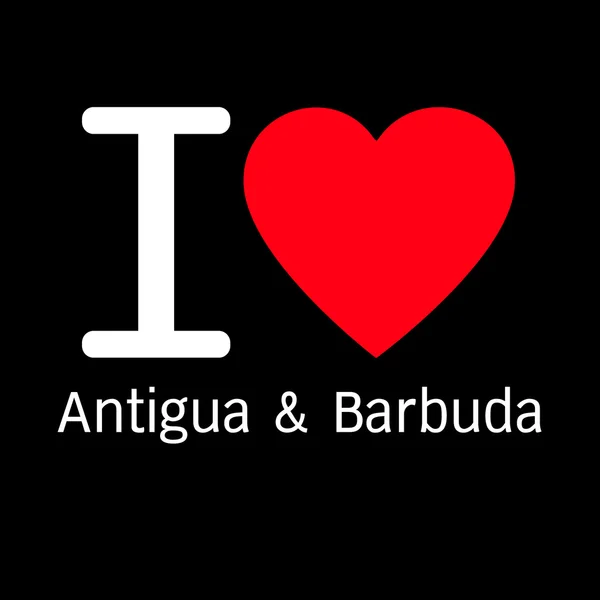 Я люблю Антигуа & Барбуда буквене позначення дизайн рисунку з знак — стоковий вектор