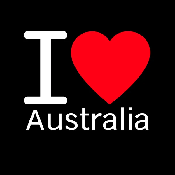 Я люблю Австралії буквене позначення дизайн рисунку з серце знак — стоковий вектор