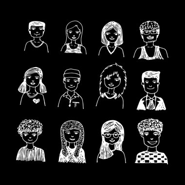 İnsanların yüzleri karikatür simgeleri