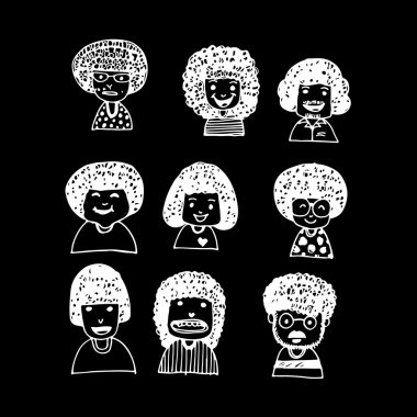 İnsanların yüzleri karikatür simgeleri