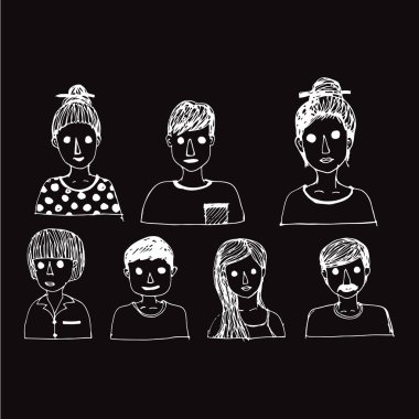 İnsanlar yüz çizgi film simgesi