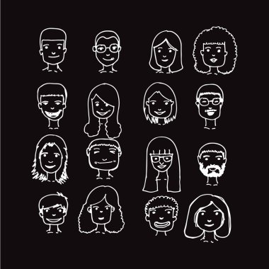 İnsanlar yüz çizgi film simgesi