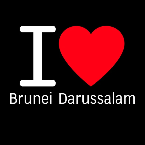 I love Brunei Darussalam lettering - Stok Vektor