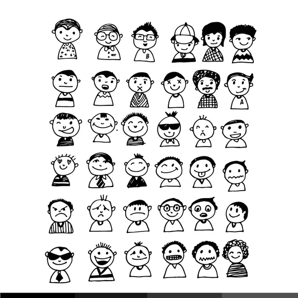 People faces cartoon icons — Stock Vector