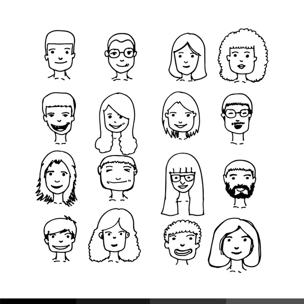 La gente se enfrenta icono de dibujos animados — Vector de stock