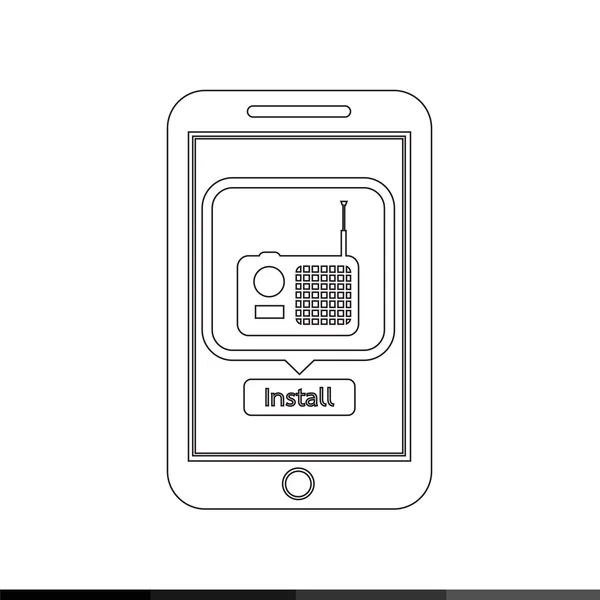 Icône de téléphone intelligent application radio mobile — Image vectorielle