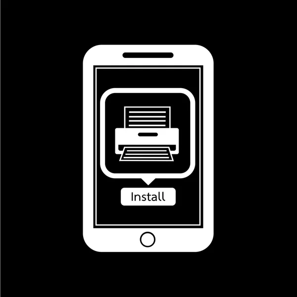Icône de téléphone intelligent application d'imprimante mobile — Image vectorielle