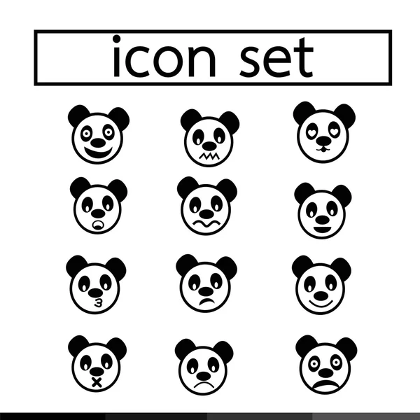 Set icona emozione panda — Vettoriale Stock