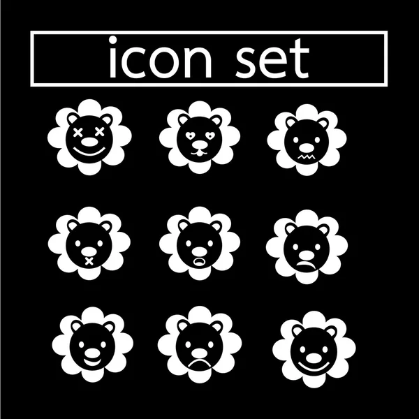 Aslan duygu Icon set — Stok Vektör