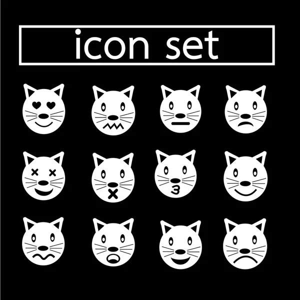 Kedi duygu Icon set — Stok Vektör