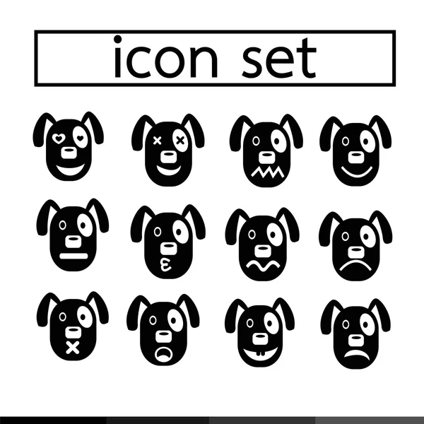 Perro emoción icono conjunto — Archivo Imágenes Vectoriales