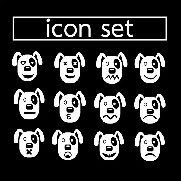 Köpek duygu Icon set — Stok Vektör