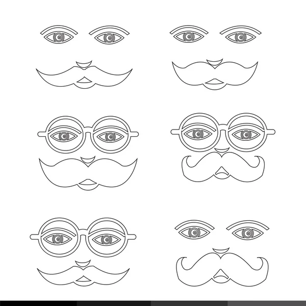 Mustache Hombre icono de emoción conjunto — Vector de stock