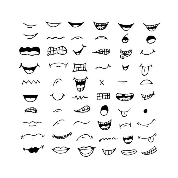 Icônes de bouche de dessin animé — Image vectorielle