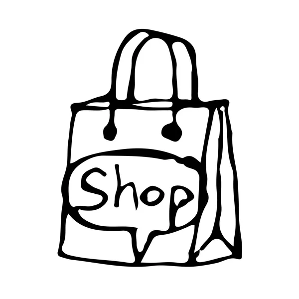 Doodle shopping bag icon — Stock Vector