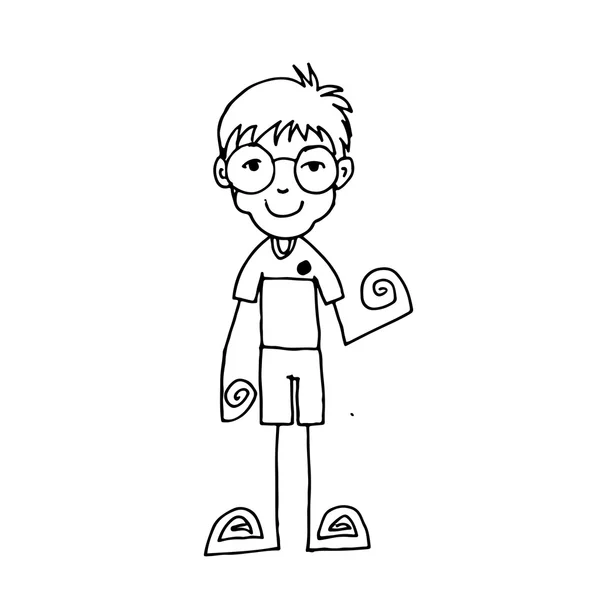 Икона мультяшного мальчика-каракуля — стоковый вектор