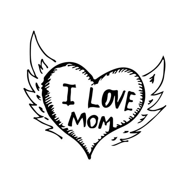 Doodle i love maman icône — Image vectorielle