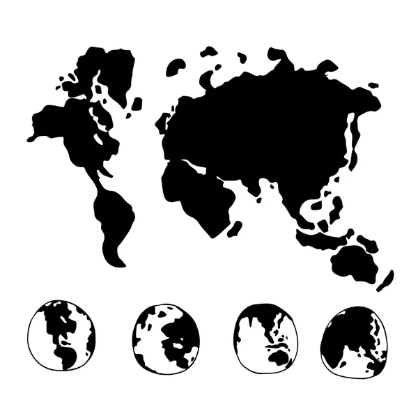 Doodle mundo globo mapa icono ilustración diseño — Vector de stock