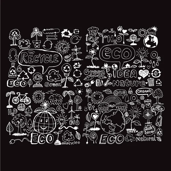 Doodle eco εικονίδιο Εικονογράφηση Σχεδιασμός — Διανυσματικό Αρχείο