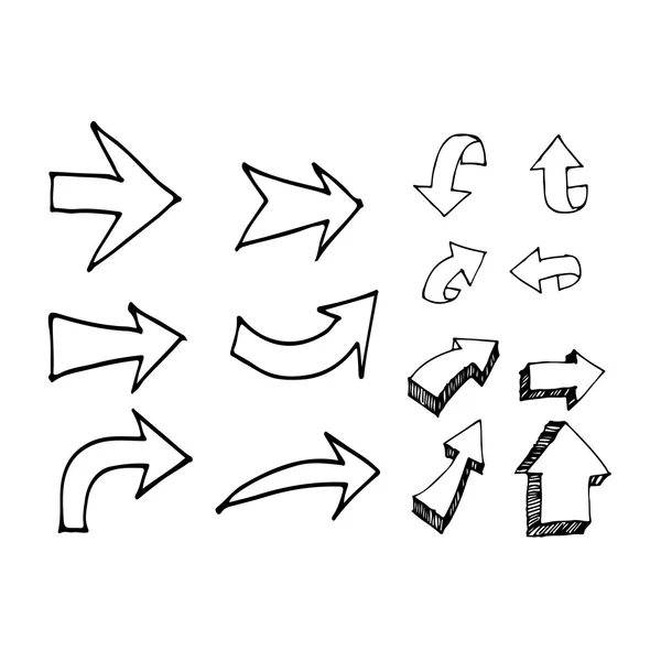 Flèches dessinées à la main Illustration design — Image vectorielle