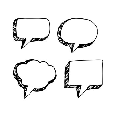 Konuşma balonu el illüstrasyon tasarımı çizimi