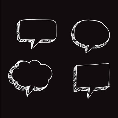 Konuşma balonu el illüstrasyon tasarımı çizimi