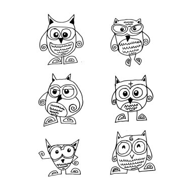 şirin baykuş simgesi illüstrasyon tasarım doodle