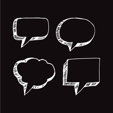 Konuşma balonu el illüstrasyon tasarımı çizimi