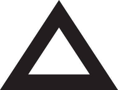 Geometrik formlara sahip basit simge tasarımı: beyaz arkaplanda siyah dış hat üçgeni 