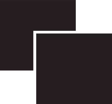 Geometrik formlara sahip basit simge tasarımı: beyaz arkaplanda siyah kareler 