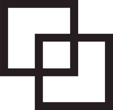 Geometrik biçimli basit simge tasarımı: siyah çizgili iki kare 