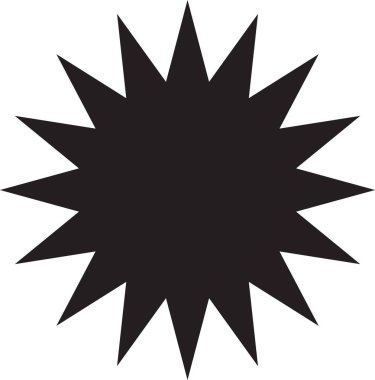 Geometrik biçimlere sahip basit simge tasarımı: beyaz arkaplanda bir siyah yıldız 