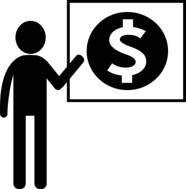 Adam dolar para simgesini sunar