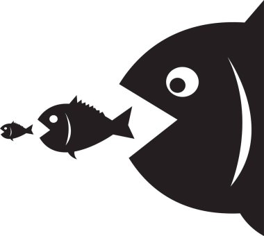 Büyük balık küçük balık ikonu yer.