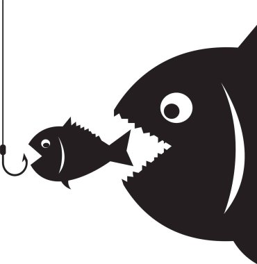 Büyük balık küçük balık ikonu yer.