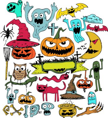 Mutlu Cadılar Bayramı simgesi teması ve Cadılar Bayramı arkaplan işareti