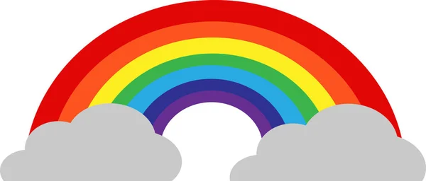 Regenbogen Mit Wolkensymbol — Stockvektor