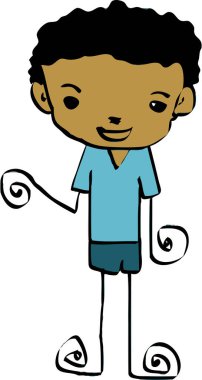 Yakışıklı adam ve genç çocuklar çizgi film tabelaları tasarımı