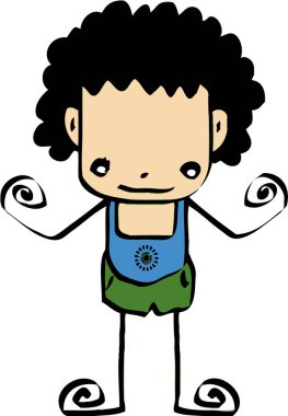 Yakışıklı adam ve genç çocuklar çizgi film tabelaları tasarımı