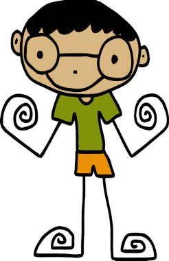 Yakışıklı adam ve genç çocuklar çizgi film tabelaları tasarımı