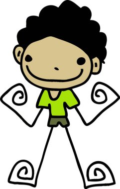 Yakışıklı adam ve genç çocuklar çizgi film tabelaları tasarımı