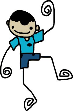 Yakışıklı adam ve genç çocuklar çizgi film tabelaları tasarımı