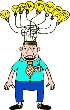 Çizgi film karakteri düşünme tarzı tasarım çizimi