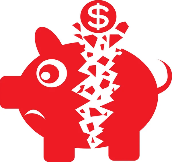 Broken Piggy Bank Icon Sign Design — Stock Vector