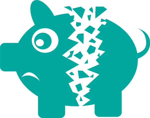 Broken Piggy Bank Icon Sign Design — Stock Vector