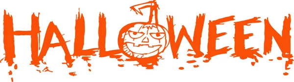 Halloween Karta Dynia Ikoną Ducha Projekt Znaku — Wektor stockowy