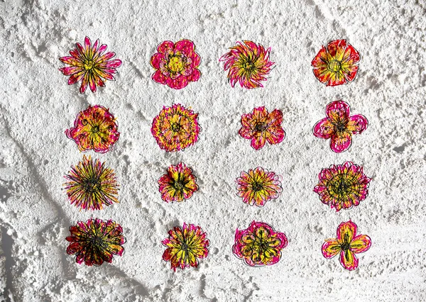 Fiore astratto su parete texture sfondo design — Foto Stock