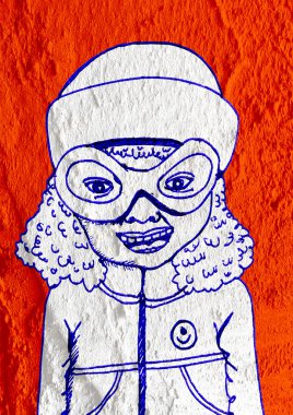 yüz kişi üzerinde çimento doku arka duvar 