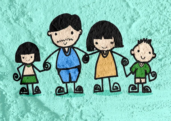 People cartoon   on Cement wall texture background
